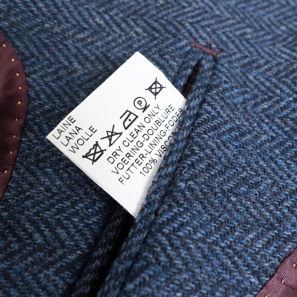 Cordings London Herringbone Tweed Blazer 44R Navy 100% Wool Jacket - Picture 14 of 15